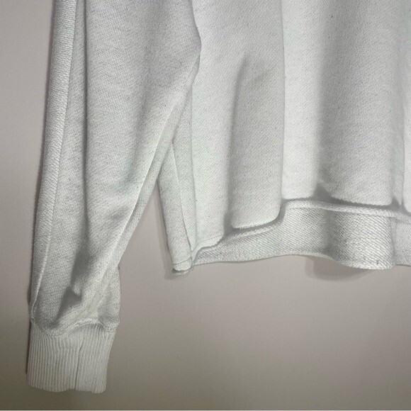 aerie crewneck cropped distressed white athletic sweater cotton blend - Picture 3 of 10